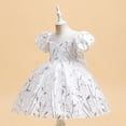 thumbnail image 3 of Flower Girls Embroidered Princess Dress Puff Sleeve Wedding Birthday Party Gown, 3 of 7