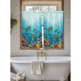 thumbnail image 4 of Ocean Sea Turtle 2 Panel Kitchen Curtains for Windows, Blue Coastal Fish Coral Jellyfish Marine Life Bathroom Privacy Curtain, Home Décor Window Treatment for Bedroom/Living Room 55"x45", 4 of 6