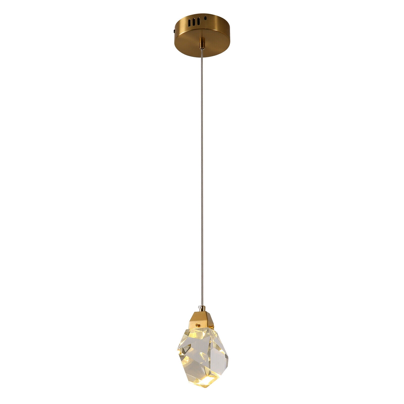 Diamond Pendant Light Fixtures, 1-Light Hanging Pendant Lights, Modern Mini Prism Crystal Chandeliers, 5W LED Cut Crystal Pendant Lighting for Kitchen Island Dining Room