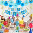 thumbnail image 3 of Birthday Party Decorations Kit for Men Boys, Blue and Gold Happy Birthday Banner with Honeycomb Fans Circle Dots Garland Swirl Streamers, 3 of 7