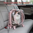thumbnail image 3 of Plenkra Rolling Pet Carrier with Telescopic Handle & Shoulder Strap – Ventilated Travel Trolley with Quiet Wheels for Small Cats & Dogs, Outdoor Adventures & Camping (Pink), 3 of 9
