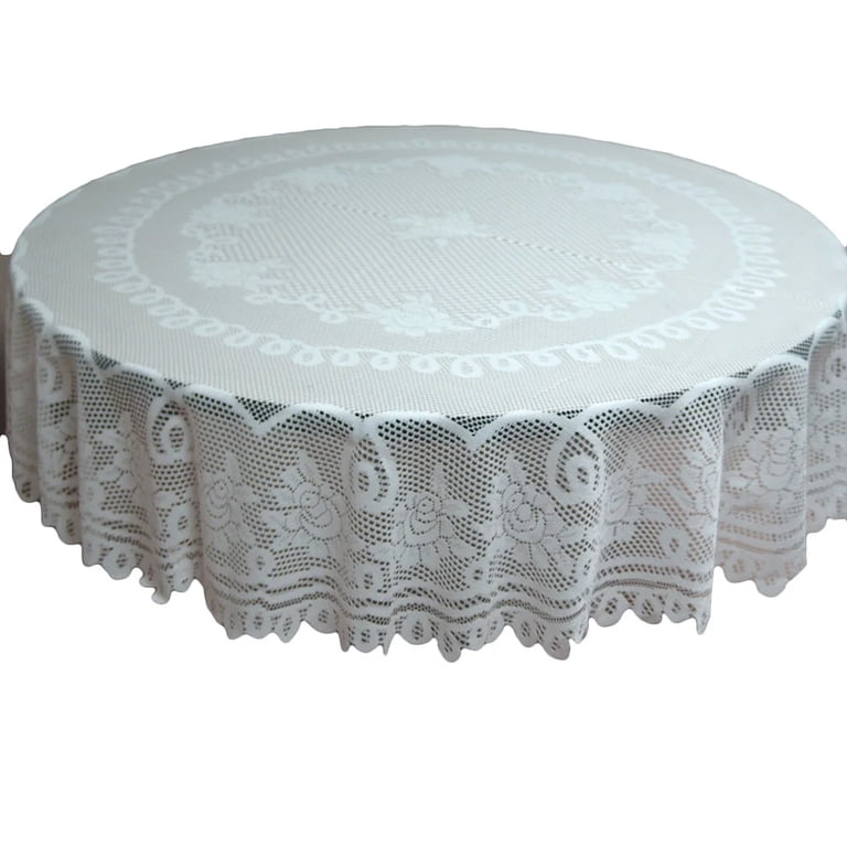 Bevtee 70" White Floral Lace Round Tablecloth photo 5