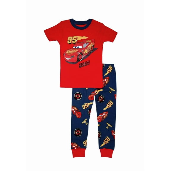 Disney Cars Lightning McQueen Toddler Boy's Short-Sleeved Character Pajama Set, Size 4T