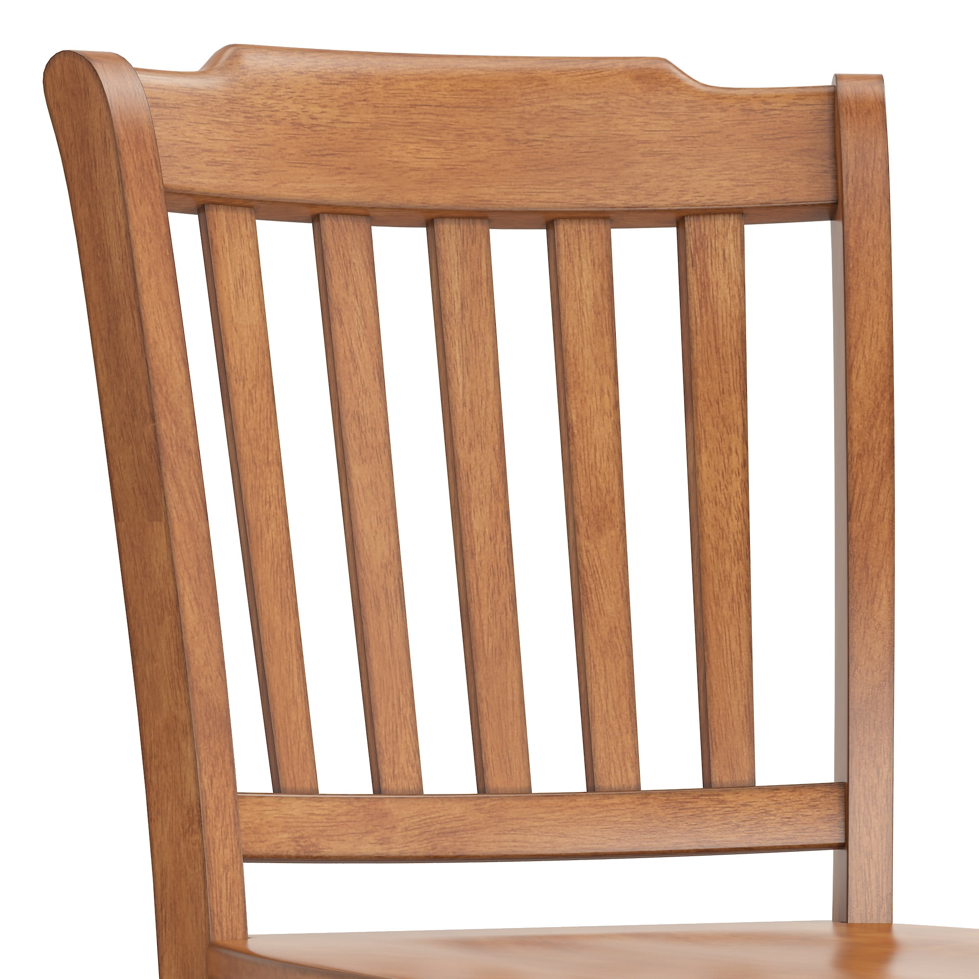 Weston Home Farmhouse Slat Back 29" Wood Bar Stool, Set of 2, Oak