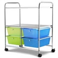 thumbnail image 4 of Topbuy 4-Drawer Rolling Storage Cart Metal Rack Organizer Shelf with Wheels Green+ Blue, 4 of 5