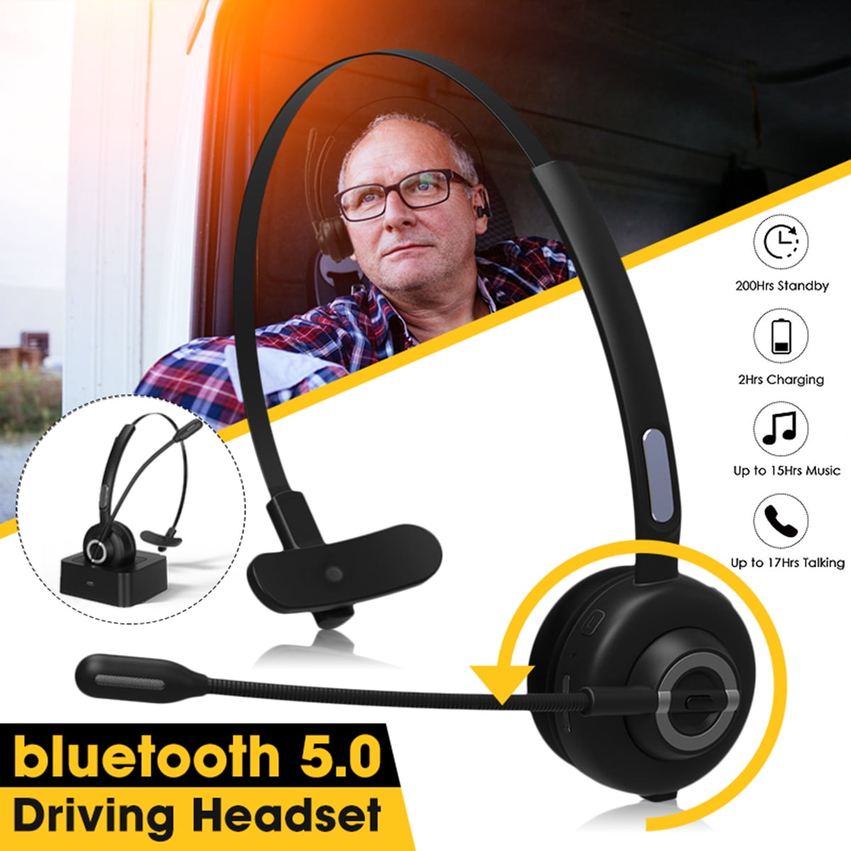 Trucker Bluetooth Headset, Bigsalestore Wireless Headset with