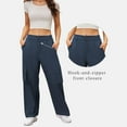 thumbnail image 5 of Weiqiqre Womens Work Pants High Waisted Wide Leg Cargo Pants Baggy Casual Trendy Work Pants with Pockets, 5 of 6