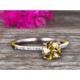 thumbnail image 2 of 6mm Round Cut 1.50 Carat Champagne Diamond Moissanite Engagement Ring 10k White Gold Anniversary Gift for her, 2 of 5
