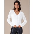 thumbnail image 3 of DARING DIVA Women's Long Sleeve Cropped Knit Button Up Crochet Cardigan XL White, 3 of 6