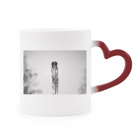 

m Animal Feather Heat Sensitive Mug Red Color Changing Stoneware Cup