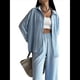 thumbnail image 3 of Conjuntos Casuales de Mujer para Estar en Casa, Camisas de Larga con Botones y Pantalones de Pierna , Chándal Azul M, 3 of 10