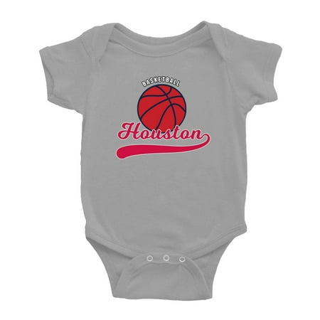 

Cute Houston Baby Outfits Basketball Fan Sports Baby Clothes (Gray 0-3 Monthes)