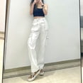 thumbnail image 4 of outfmvch jeans for women button high waist patchwork pocket elastic jeans slim denim pants for women cargo pants, 4 of 9