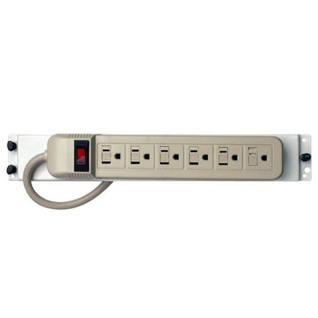 Channel Vision 6-Outlet Power Strip on Bracket, Horizontal Plug (C-0705)