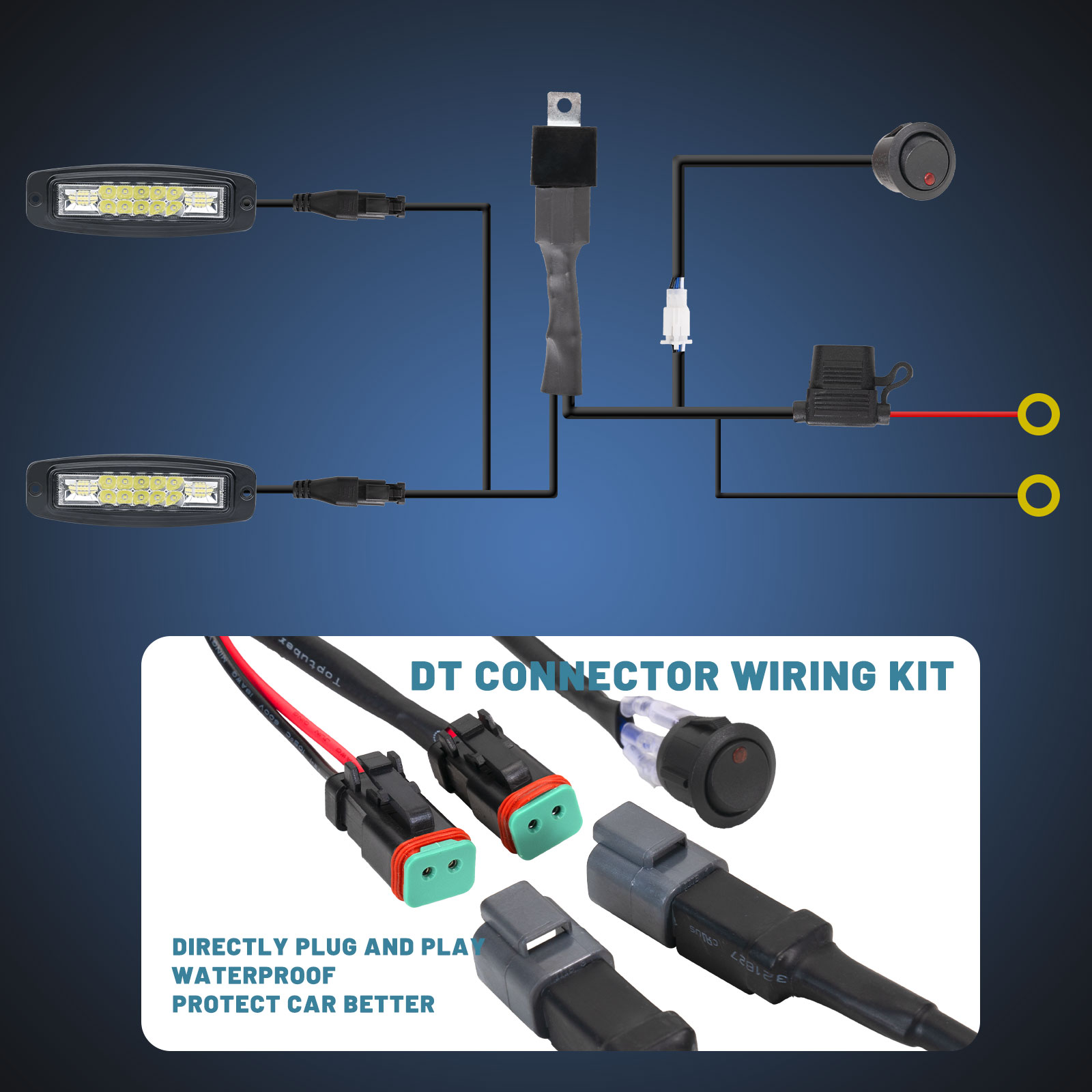 2PCS 7" 120W Flush Mount LED Pods Combo Beam with Wiring Harness for Truck UTV ATV