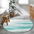 thumbnail image 4 of Teal Grey Ombre Round Rugs 3.3ft, Abstract Art Oil Painting Modern Non Slip Washable Rug Runner, Low Pile Indoor Floor Carpet Mat Bathroom Rugs for Living Room, Bedroom, Kids Room, 4 of 9
