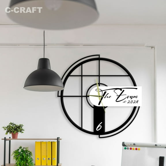 C-CRAFT Mid Century Boho Modern Wall Clock Silent 14 Inch for Living Room Wall Decor