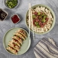 thumbnail image 6 of INFUSE 8 Piece Set Large Stoneware Ramen Bowl Noodles Pho Soup Dinner with Chopsticks Plates/Lids, Matcha Green & Sand, 6 of 8