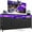 Black Leather, variant on Acekid 10-Drawer Dresser, 63" Wide TV Stand with USB Ports & LED Lighting, Storage Unit for 65/70/75 Inch TVs, Black Leather