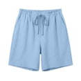 thumbnail image 5 of Nmnitkp Shorts for Women High Waisted Linen-Look Drawstring Shorts, Elastic Waist Casual Summer Shorts, Loose Fit Solid Color with Pockets for Daily & Beach Wear Light Blue,M, 5 of 6