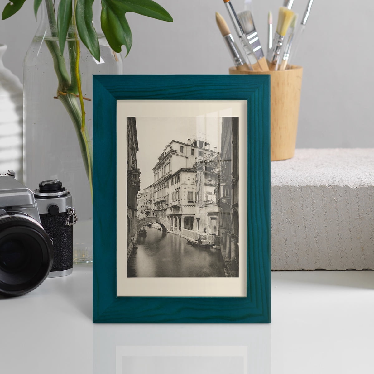 Vintage Views of Venice VI - Framed Print w/glass - Ocean Blue