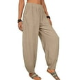 thumbnail image 4 of Enwejyy Womens Summer Cotton Linen Pockets Elastic Waist Casual Harem Pant Plus Size S-5XL, 4 of 5