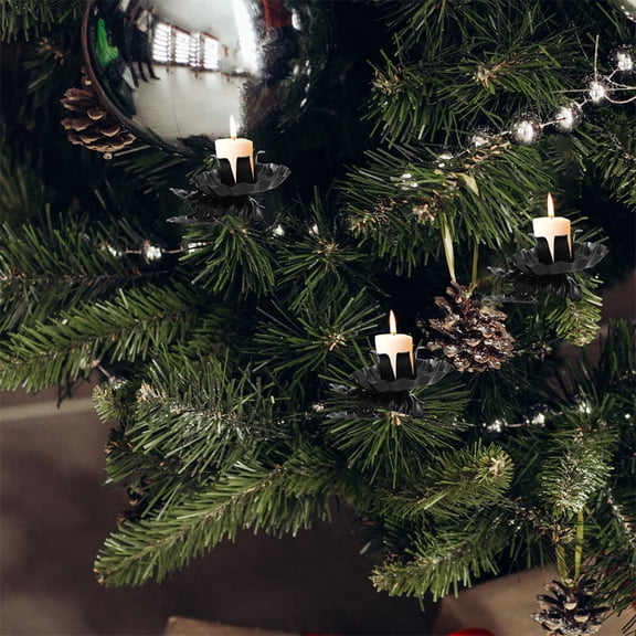 Clispeed 20Pcs Black Metal Christmas Candle Holder Clips for Tree Decoration