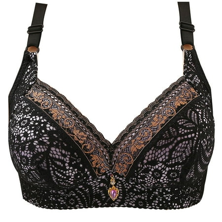 Bigersell Cotton Bras for Women Wirefree Clearance Padded Push up Bras for Women Balconette Bra Style B299 V-Neck Seamless Bras Hook and Eye Bra Closure Big Girls Size Lounge Bras for Women Black XL