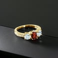 thumbnail image 3 of Gem Stone King 1.99 Ct Oval Red Garnet Sky Blue Aquamarine 18K Yellow Gold Plated Silver Moissanite Ring (Size 7), 3 of 4