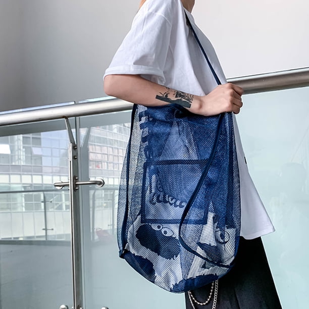 Bolsa Bolso de hombro de playa de malla para mujer Bolsos deportivos de fitness de gran capacidad (Azul) Ehuebsd Nuevos Originales