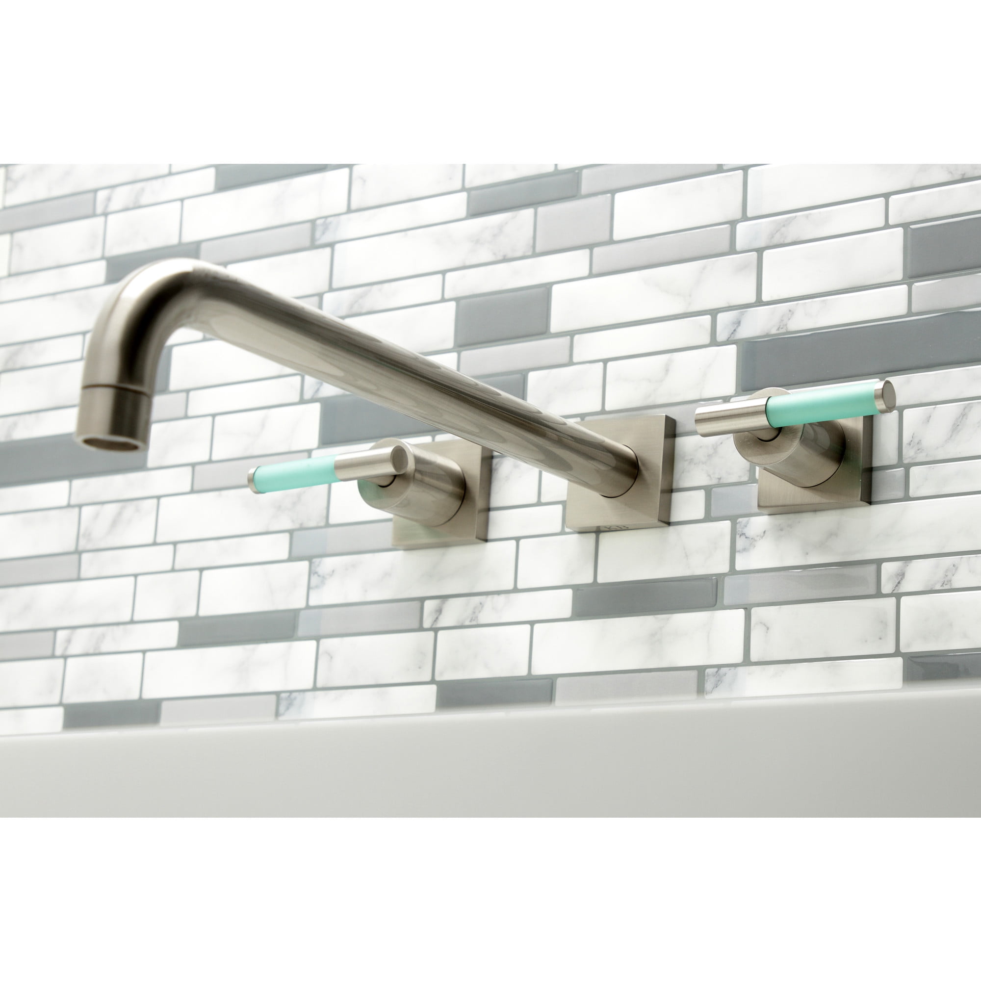 Kingston Brass KS6048CKL Kaiser Two-Handle Wall Mount Roman Tub Faucet, Brushed Nickel