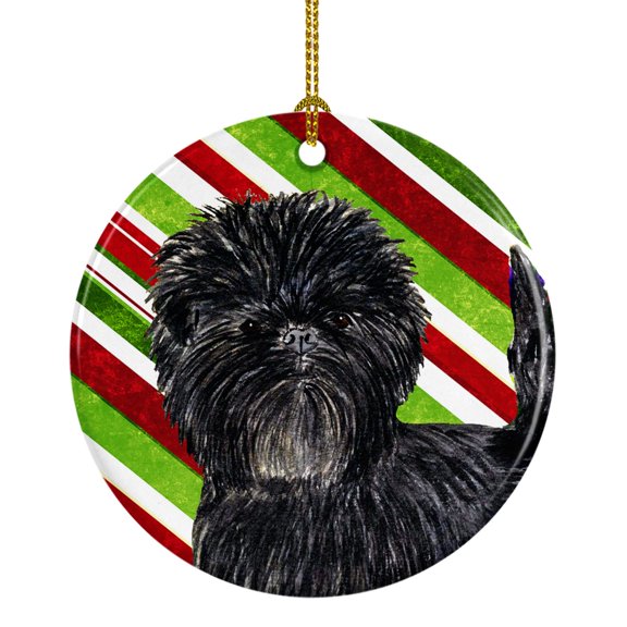 Affenpinscher Candy Cane Holiday Christmas Ceramic Ornament SS4580