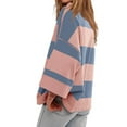 thumbnail image 4 of Womens Striped Long Sleeve Shirts Fall Outfits 2025,Womens Oversized Striped Shirt Half Zip Sweatshirt Color Block Neck Top Casual Long Sleeve Pullover Pink,XXL, 4 of 6