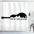 thumbnail image 1 of Ambesonne New Orleans Shower Curtain, Guitar and City Skyline, 69"Wx70"L, Charcoal Grey White, 1 of 2