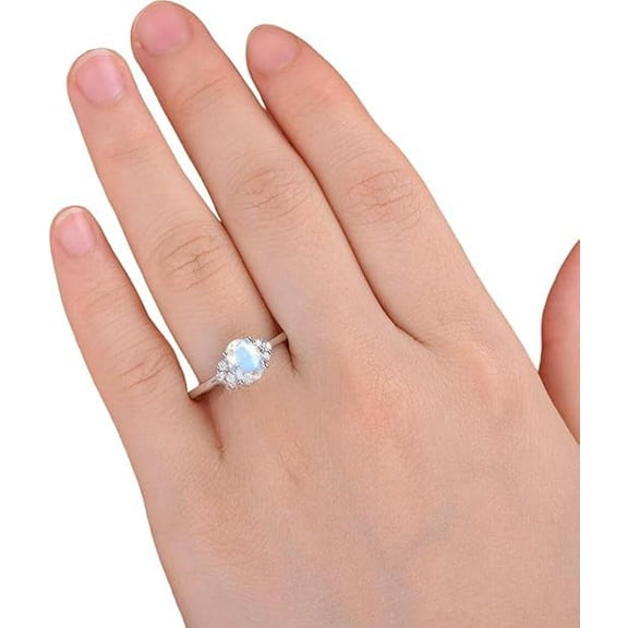 Rainbow Moonstone Ring, Natural Blue Fire MoonStone Ring, CZ Ring, June Birthstone Promise Ring, Women Ring, Gold Micron Ring, 925 Sterling Silver, Dainty Ring, Minimal Ring, Statement Christmas Gift