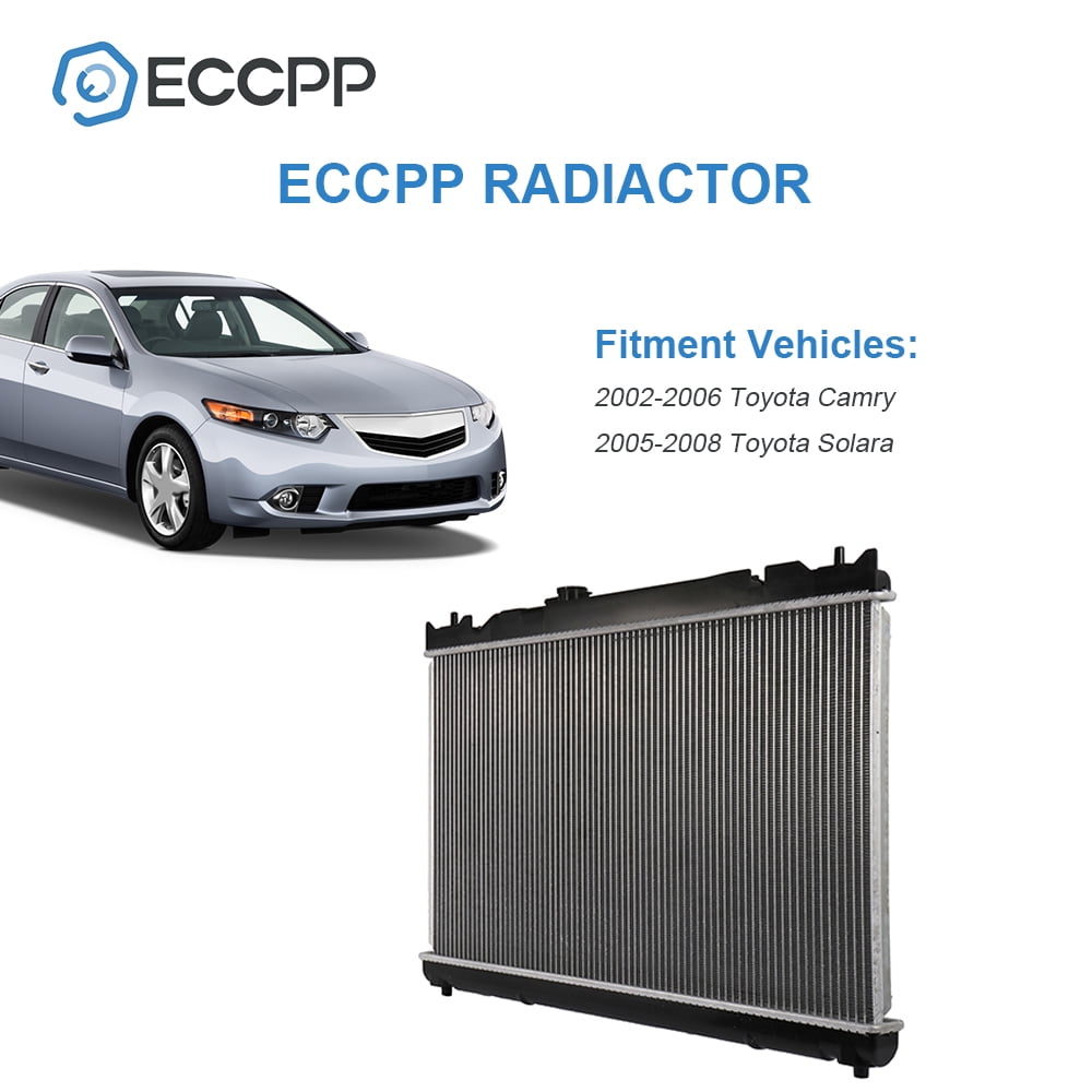 ECCPP Auto Parts Plastic Aluminum Replacement Radiator for2002 2003 2004 2005 2006 2007 2008 for Toyota Camry Solara L4 2.4L CU2436,TO3010158