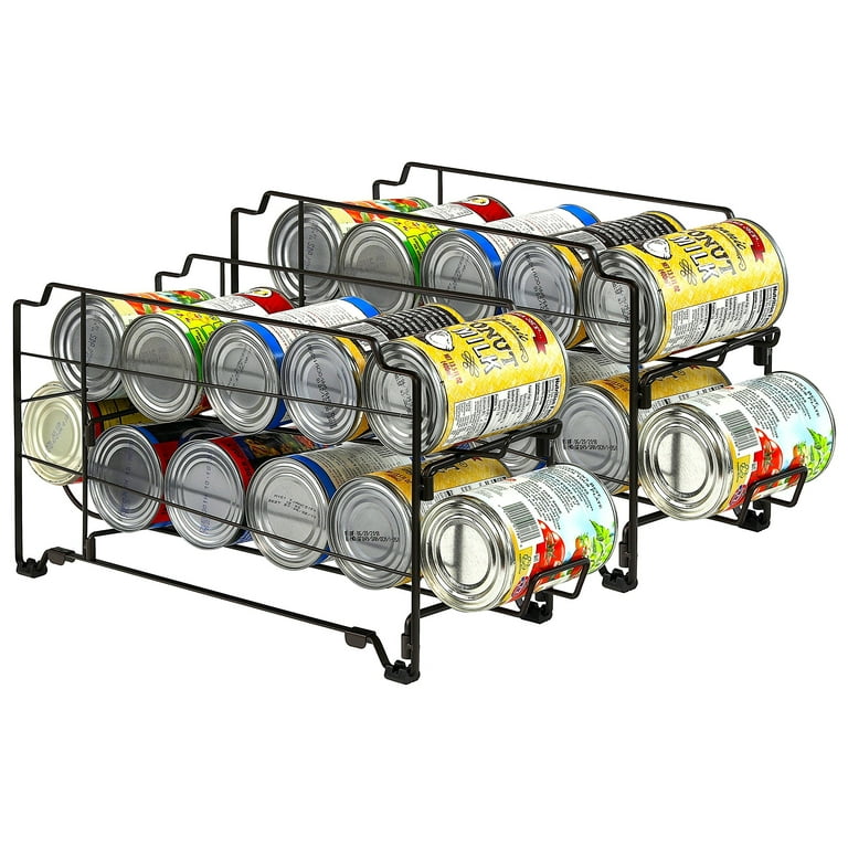Brown Wood and Acrylic Wall Mounted or Tabletop Stacking Can Organizer  Dispenser Rack, Holds 12 Canned Food or Soda Cans