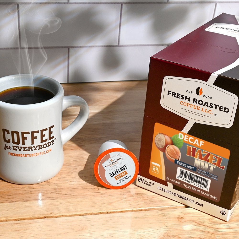 Fresh Roasted Coffee's Flavored Coffee Collection, Decaf Hazelnut, 72 K-compatible Pods