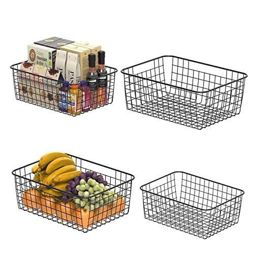Freezer Storage Organizer Basket Household Wire Bin Kitchen Cabinet Pantry Food