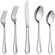 thumbnail image 2 of Juego de Cubiertos Dorados (20 piezas, acero inoxidable) para 4 personas: tenedores, cucharas y cuchillos. Ideal para cocina, hogar y restaurante, con acabado brillante plateado pulido, 2 of 7