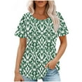 thumbnail image 2 of Giftesty Blouses for Women Dressy Casual Fashionable Women's Casual Short Sleeved Loose Round Neck Printed Top, 2 of 5