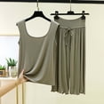 thumbnail image 2 of Bovxnpu Women's Pajamas Set 2 Piece Loungewear Set Ruffled V Neck Sleeveless Capris Cotton Fall Loungewear Set Sleepwear, 2 of 6