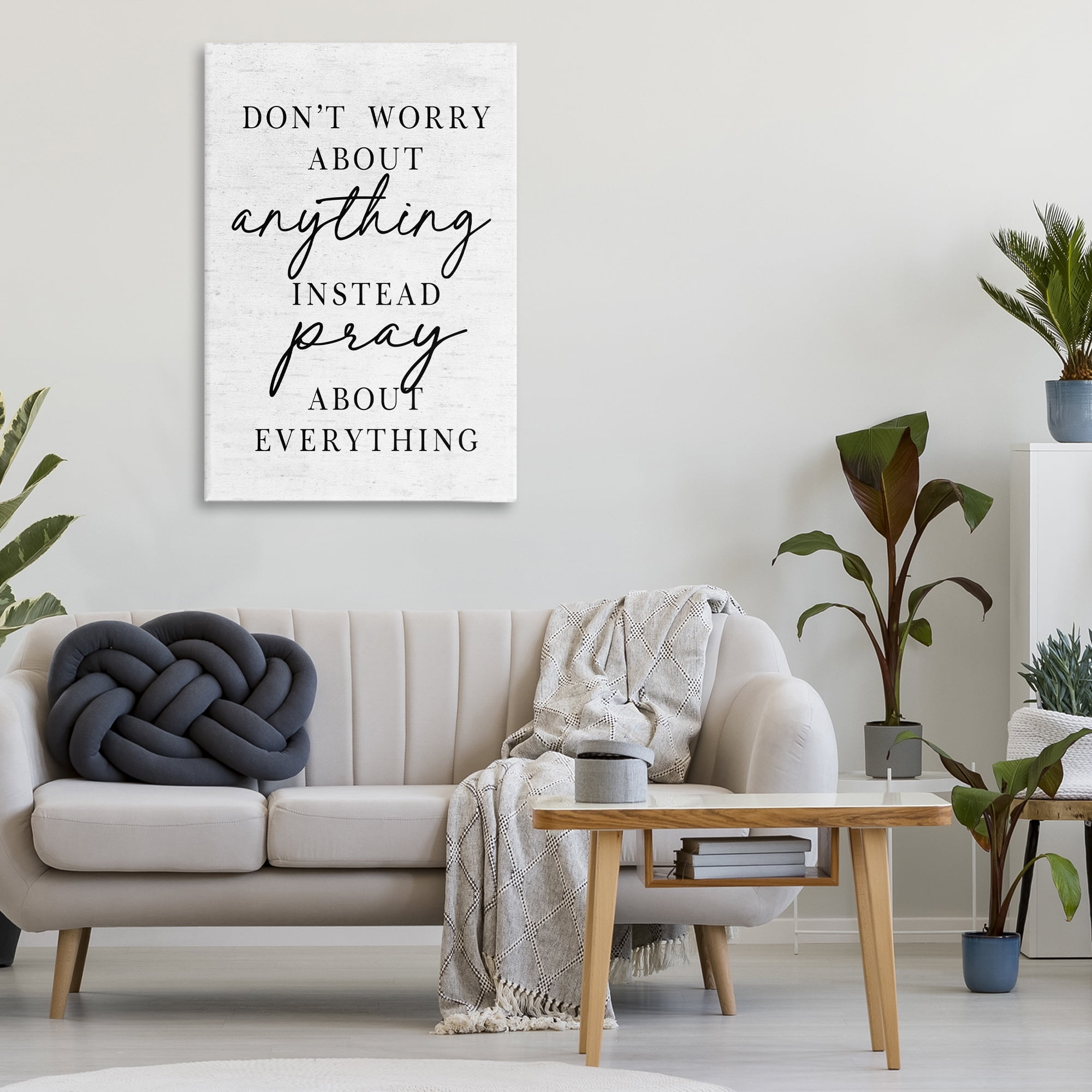 Pray Instead Of Worry Canvas Wall Art, design by Lettered and Lined
