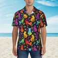 thumbnail image 4 of Balery Colorful Cats Print Men's Hawaiian Shirts Short Sleeve Beach Shirt Relaxed Fit Vacation Button Down Shirts-Medium, 4 of 9