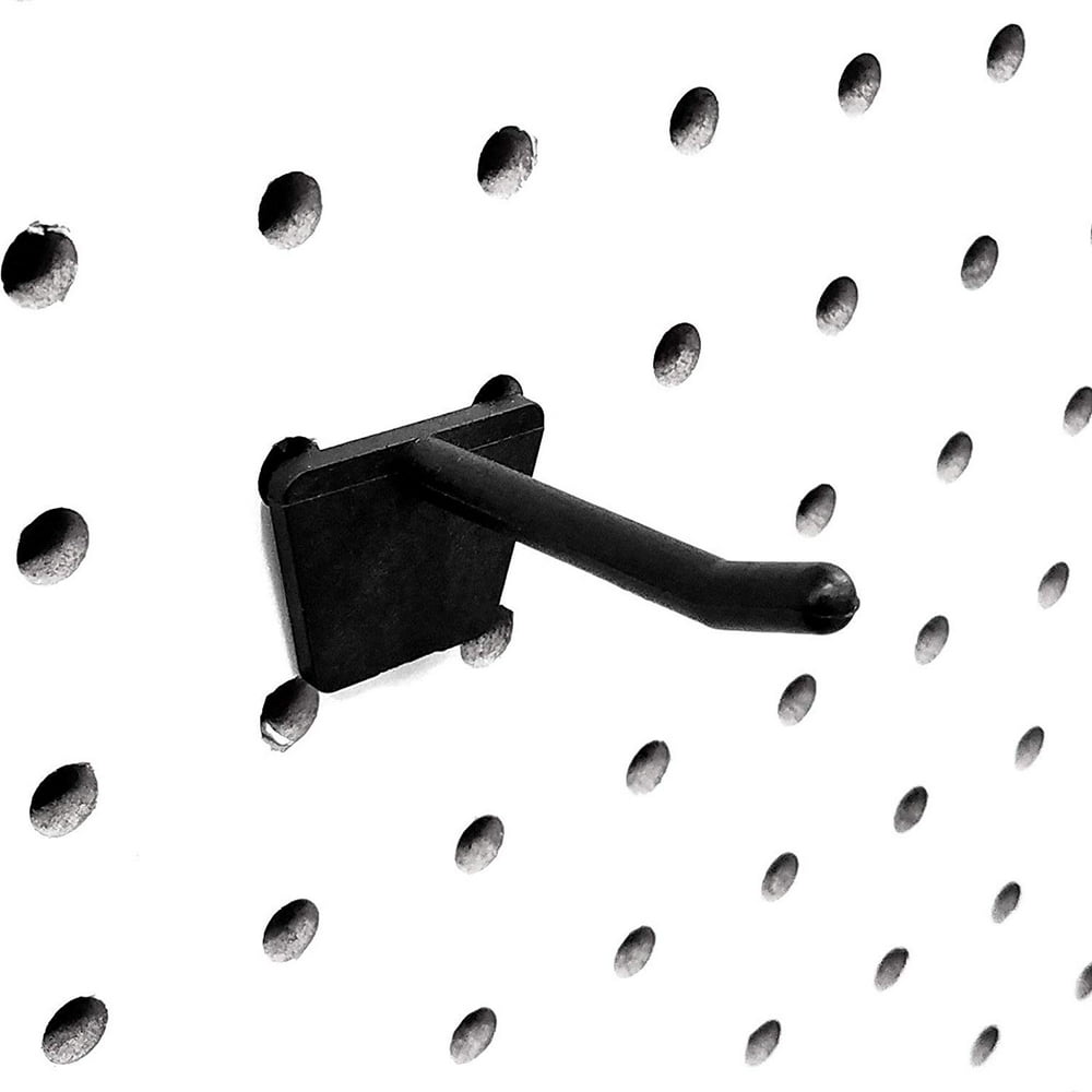 2" Plastic Economy Peg Hooks for Slatwall and Pegboard, Black, 50 Pack