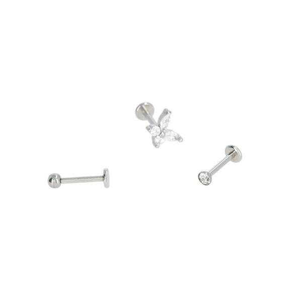 No Boundaries Women's 18G Stainless Steel Piercing Element Cartilage Pack, 3-Pieces