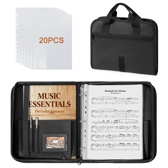 Damero Dossier pour Musique Chorale, Porte-Partitions, Classeur pour Musique avec 20 Feuilles de Classeur et Dragonne Réglable, pour Chanteur de Chorale, Performance sur Scène