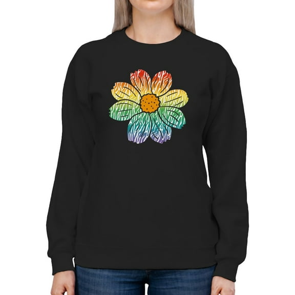Colorfull Flower Design Women Sweatshirt, Female 5X-Large