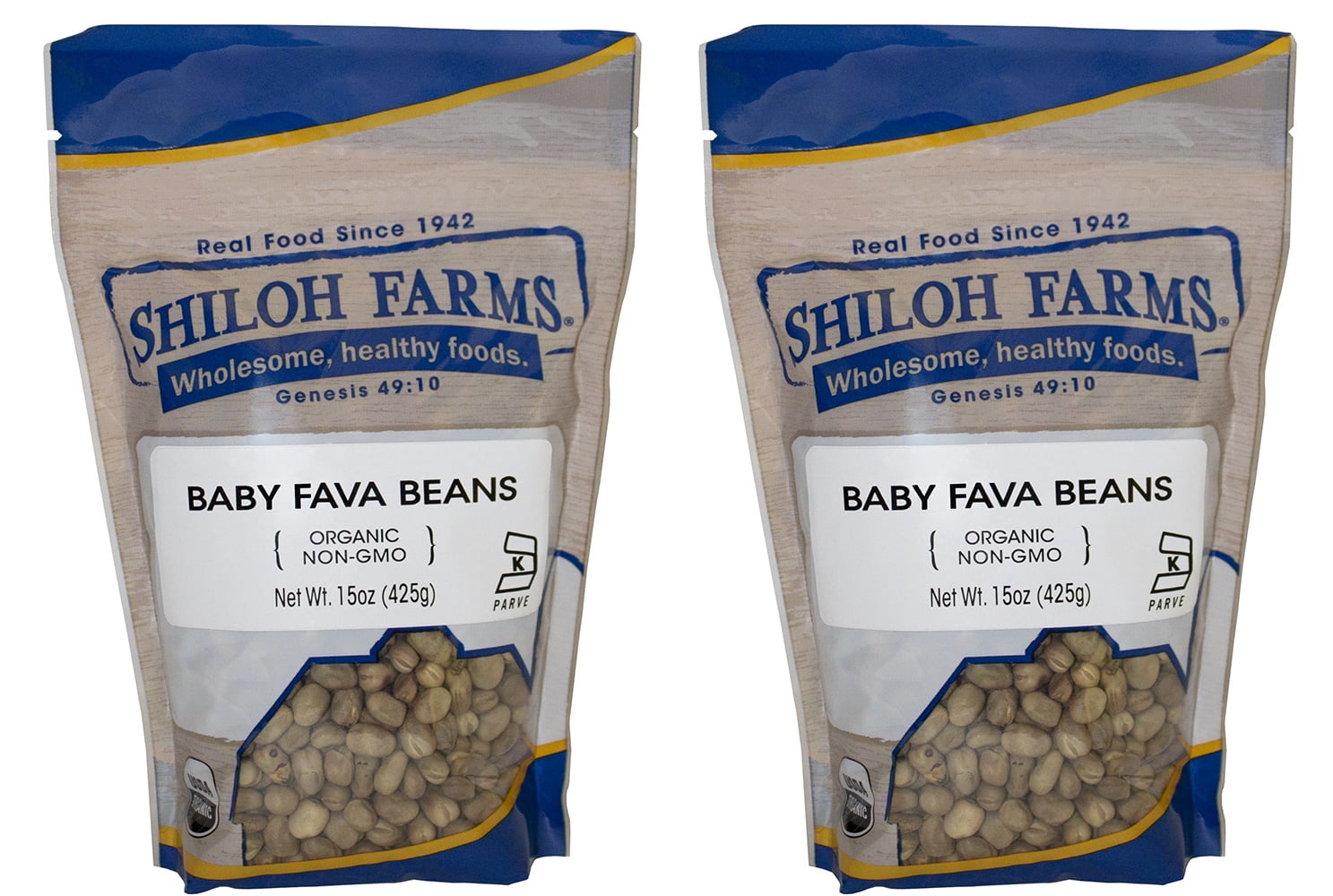 Shiloh Farms Organic Baby Fava Broad Beans 15 Ounce Bag (Pack of 2