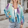 thumbnail image 3 of Jackets for Women Winter Coat Jackets Flannel Stand Collar Jacket(Mermaid Under The Sea,Size:S-4XL), 3 of 7